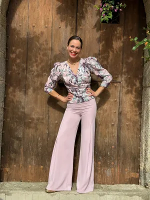 Alexandra Wide Leg Pants (Pink)