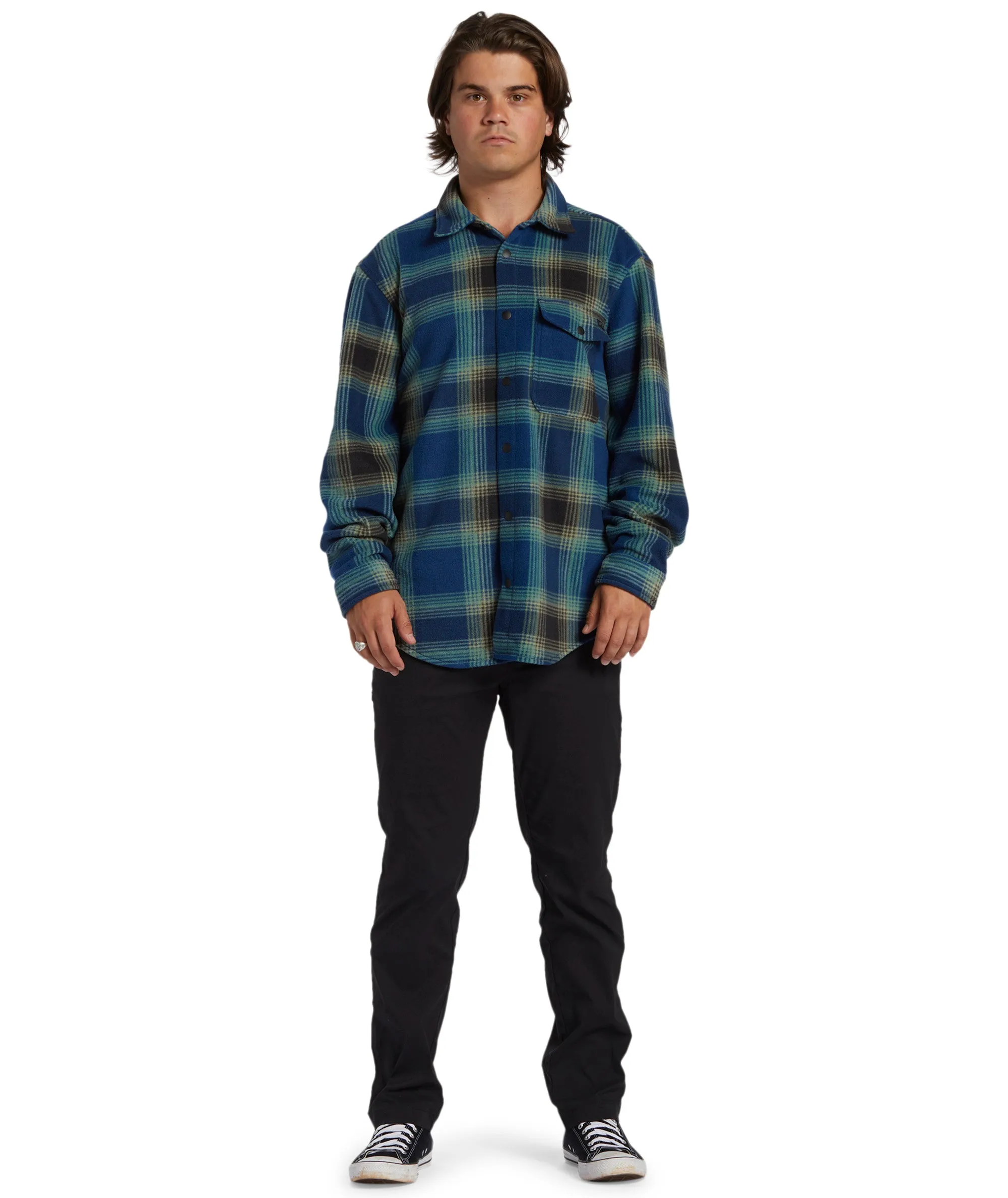 Billabong Mens Furnace Flannel Check Lumberjack Overshirt - Dark Blue
