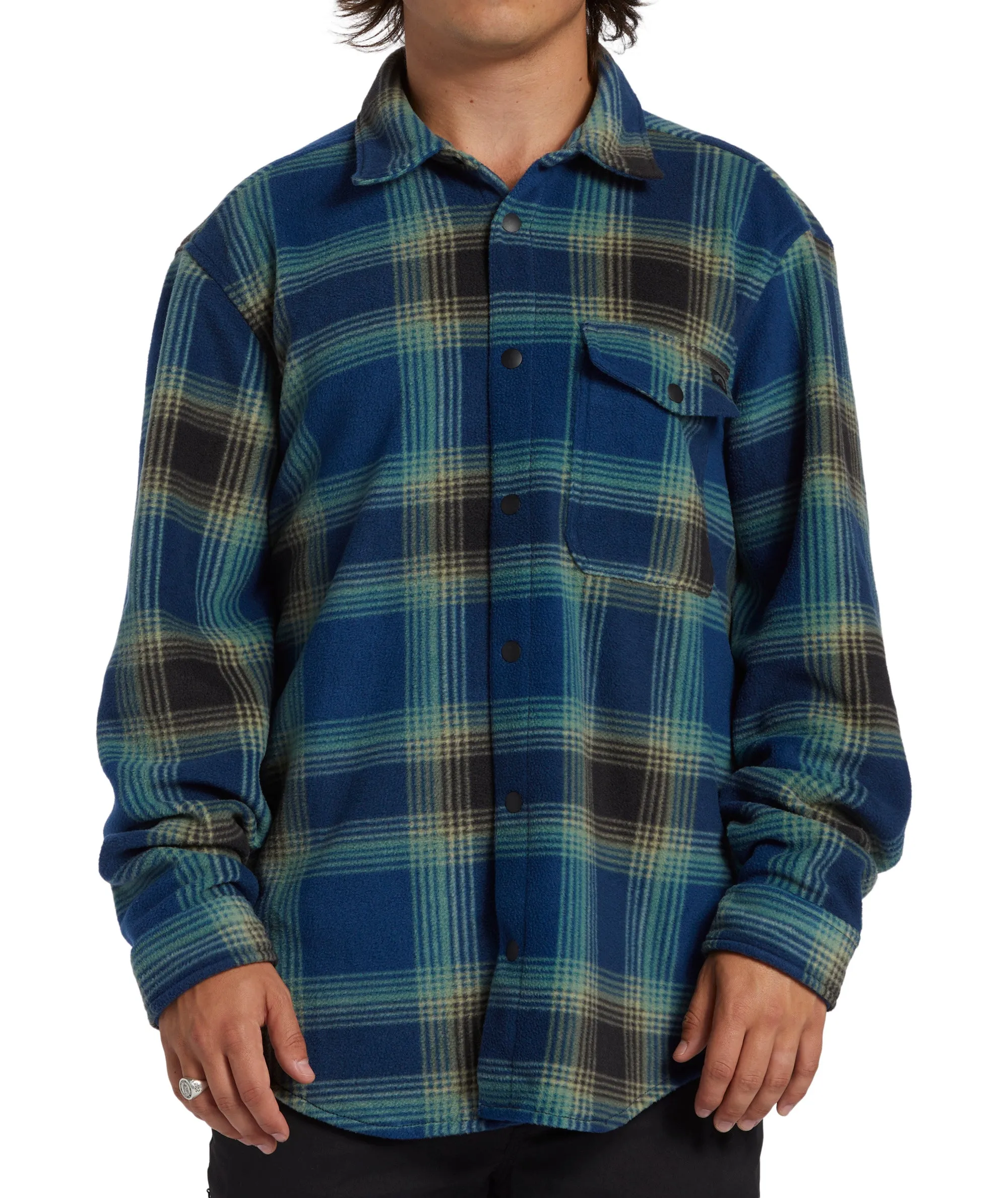 Billabong Mens Furnace Flannel Check Lumberjack Overshirt - Dark Blue