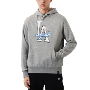 New Era Mens Los Angeles Dodgers Double Logo Hoodie - Grey
