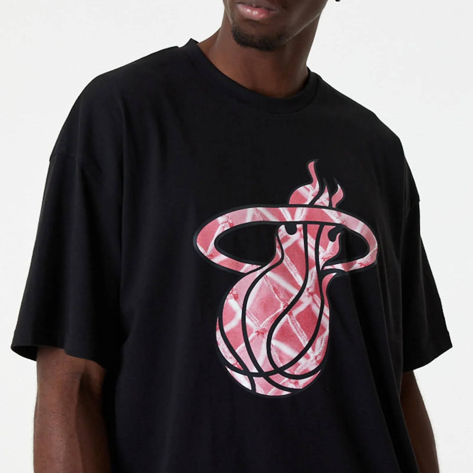 New Era Miami Heat NBA Infill Logo Oversized T-Shirt - Black