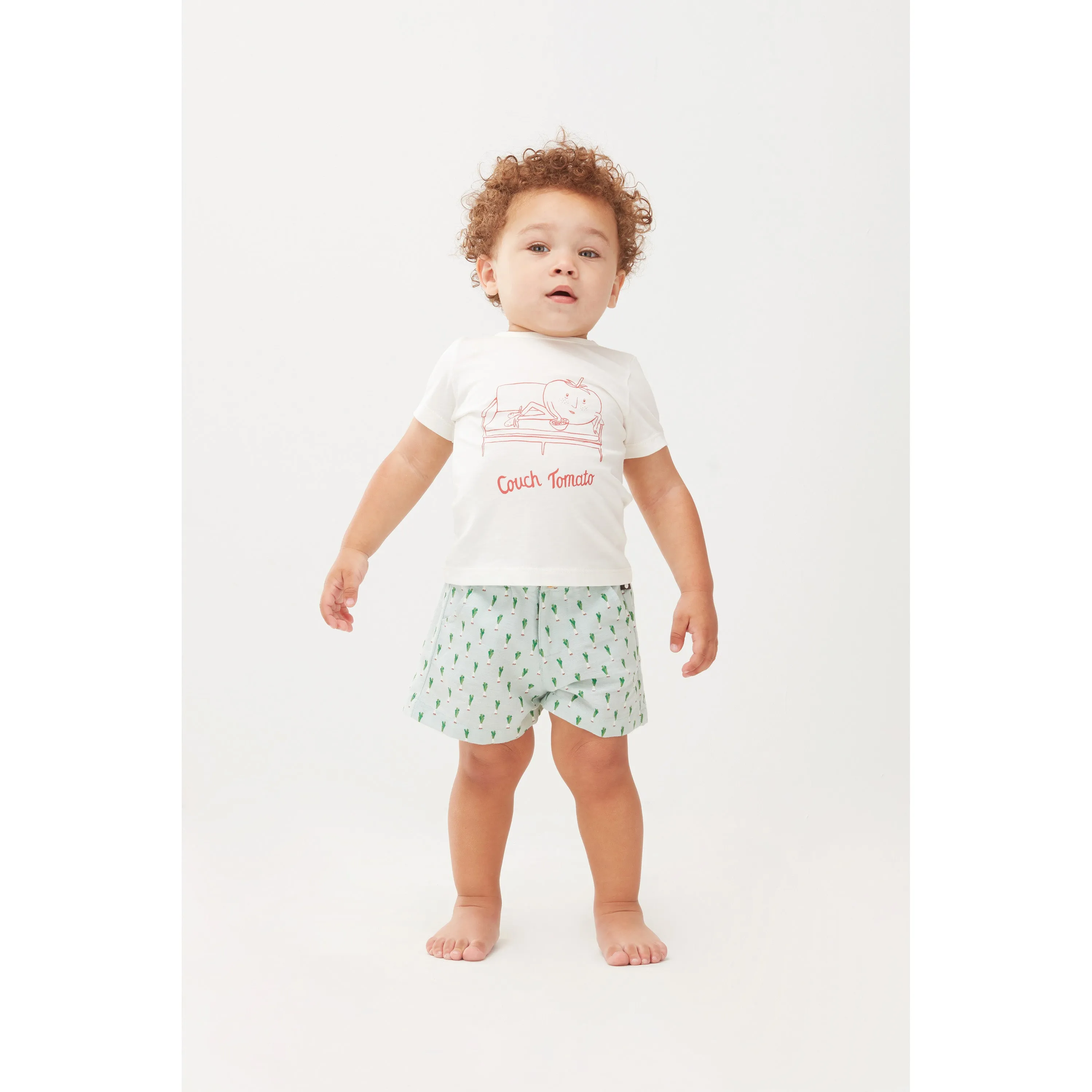 Oeuf Woven Shorts Leek Print