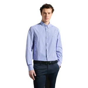Paul & Shark Men's Cotton Poplin Light Blue Stripes On White Shirt