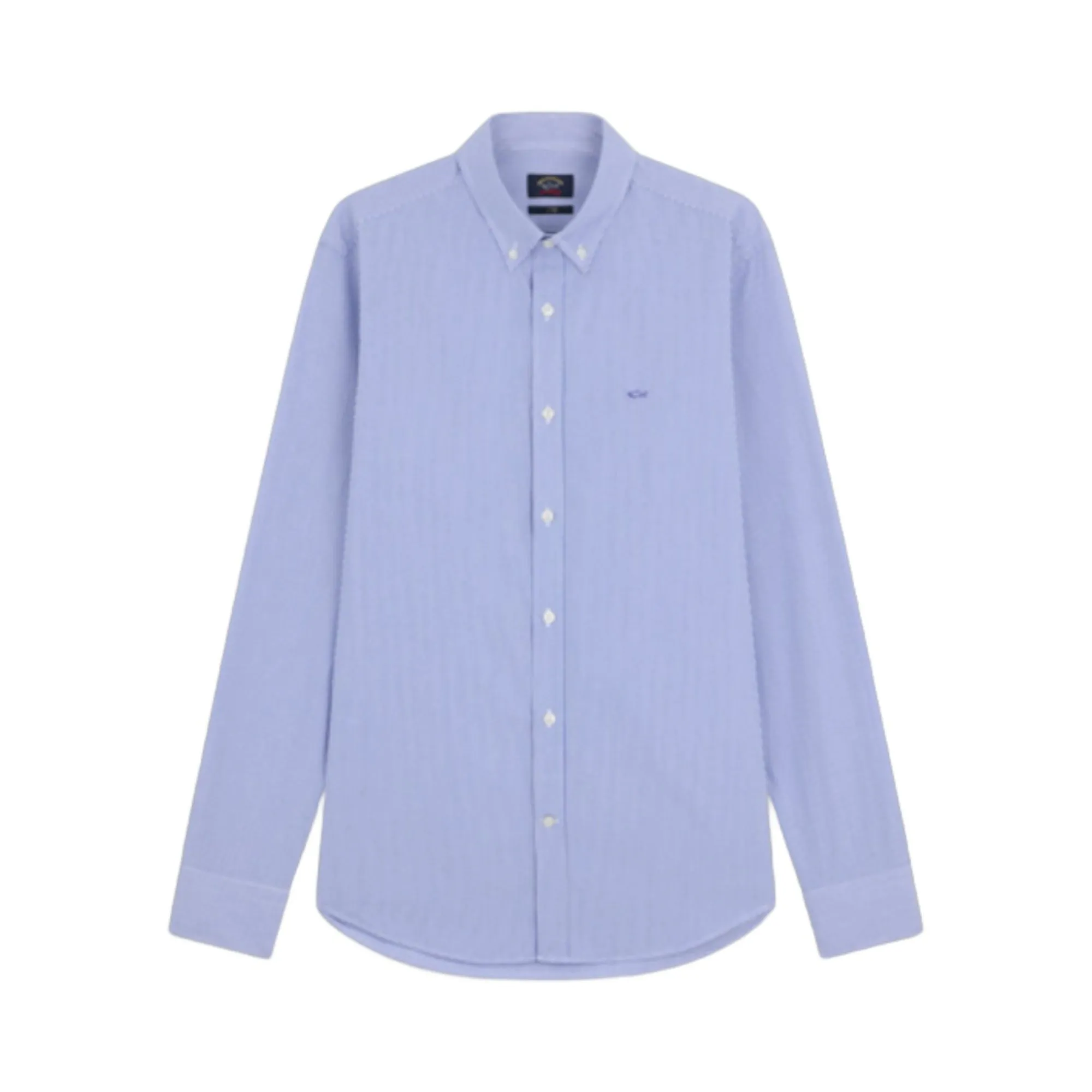 Paul & Shark Men's Cotton Poplin Light Blue Stripes On White Shirt