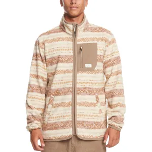 Quiksilver Mens Clean Coasts Patterned Full Zip Fleece Jacket - Birch Playa