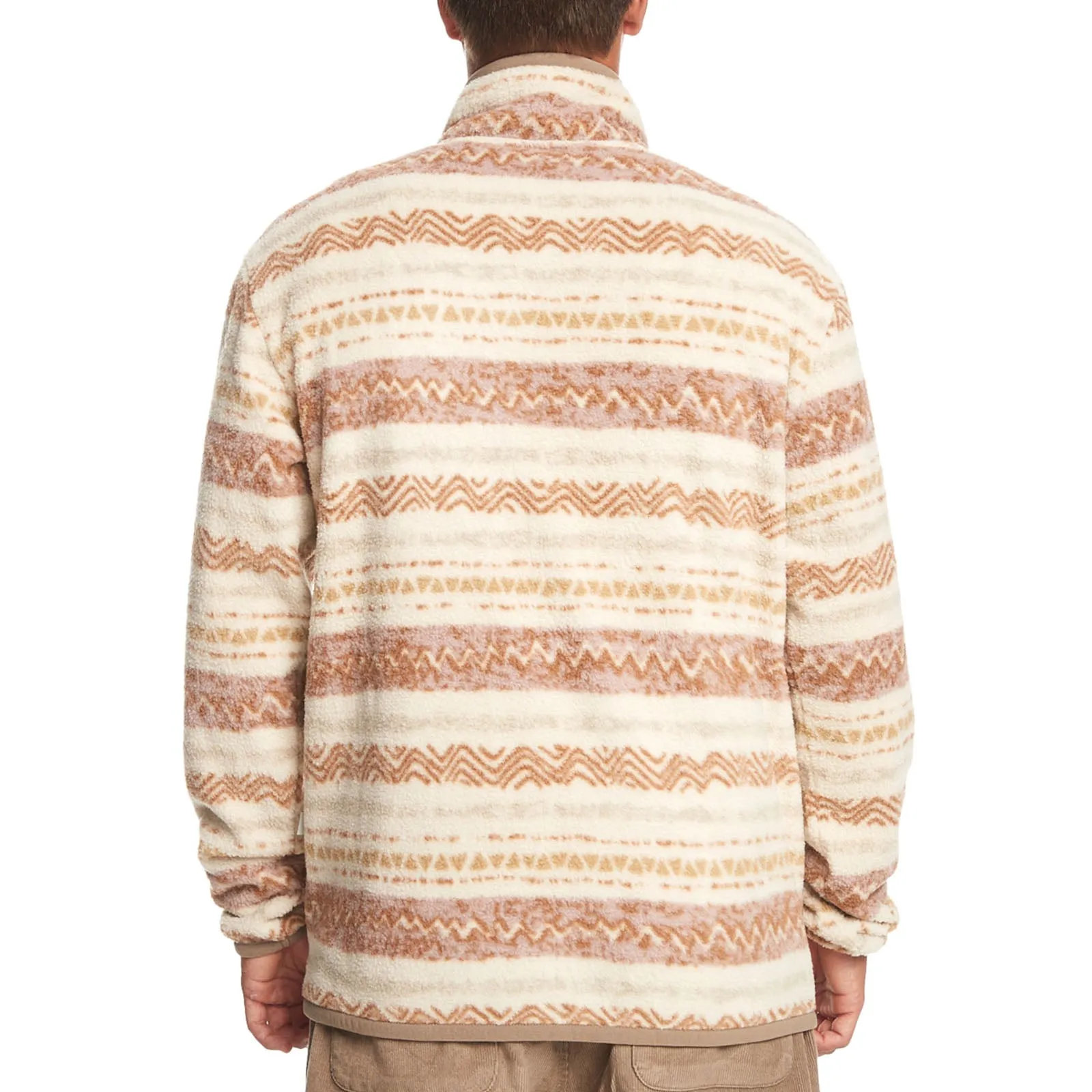 Quiksilver Mens Clean Coasts Patterned Full Zip Fleece Jacket - Birch Playa