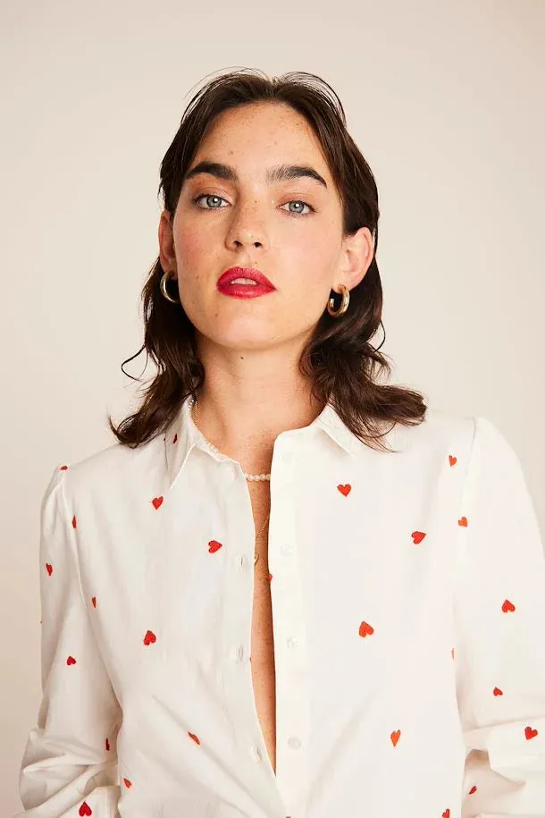 Sanaz Shirt (Cloud Dancer/Orange Heart)