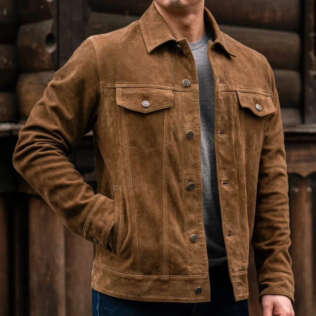 Thursday Suede Trucker Jacket | Dusty